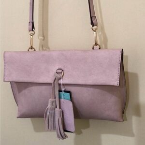 Street Level feels Suede soft pink Lavender Women’s Crossbody Bag with Tassels